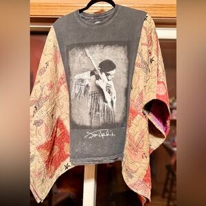 JIMI HENDRIX BAND T Poncho Kantha w Pockets Handmade One Of a Kind Upcycled Boho
